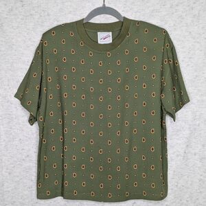 Vintage Britland Green Paisley Patterned T-Shirt  Rayon Made in USA